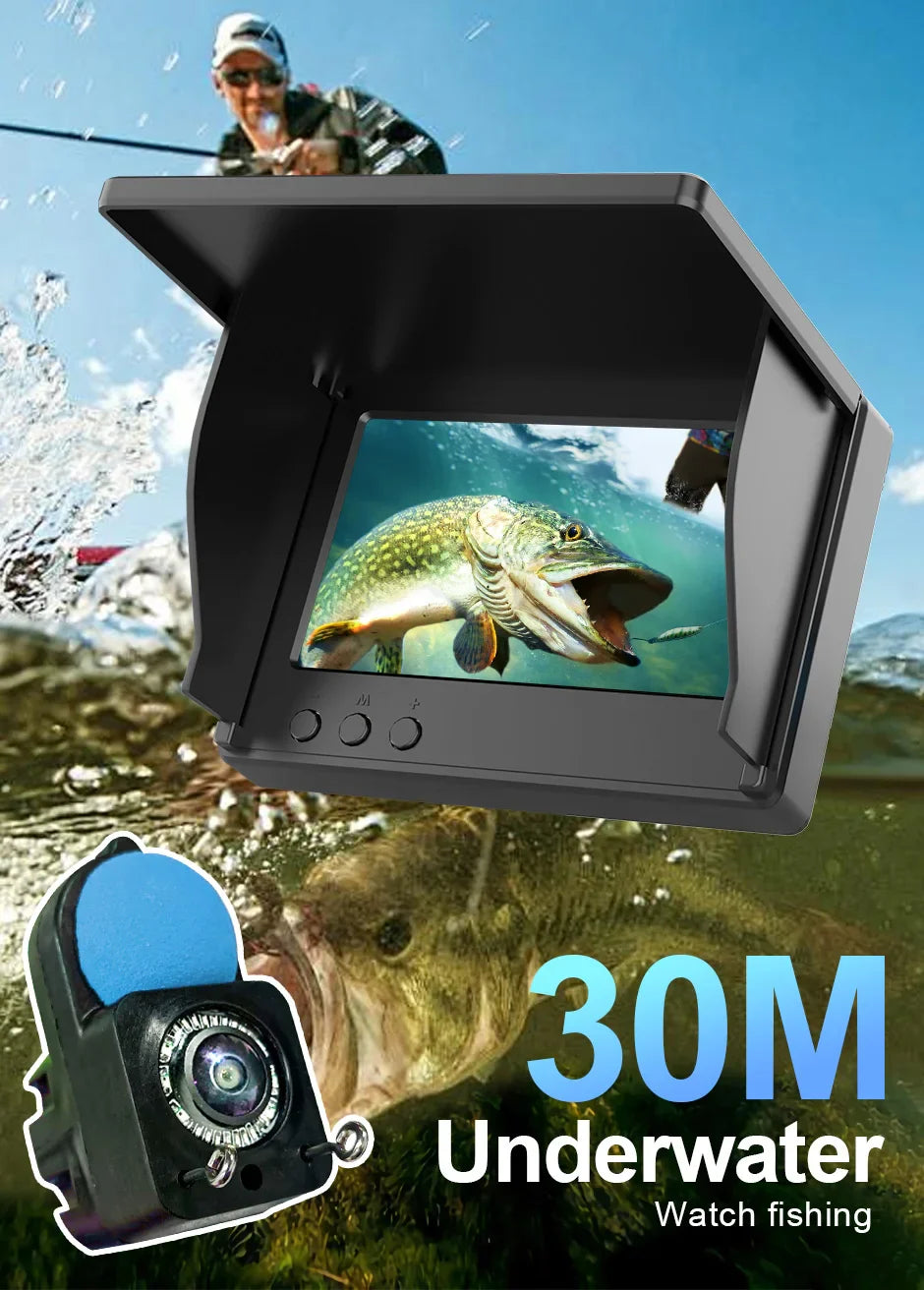 Portable Fish Depth Finder – Handheld 1080P 4.3 Inch LCD Fishing Camera with 120° Underwater View & Night Vision