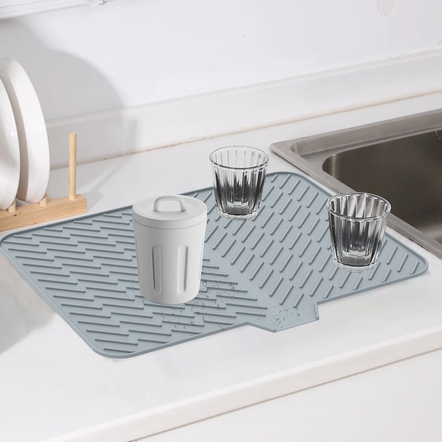 Ultra Absorbent Silicone Dish Drying Mat | Non-Slip, Fast Drying, Heat Resistant & Foldable Pad