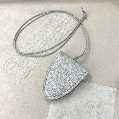 Hanging Neck Eyeglasses Storage Bag with Chain – Unisex Leather Sunglasses Case & Portable Key Holder Pendant