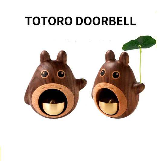 Wooden Wind Chimes with Copper Bells - Totoro Entry Doorbell Pendant, Cute Door Entry Reminder, Home Decor & Housewarming Gift