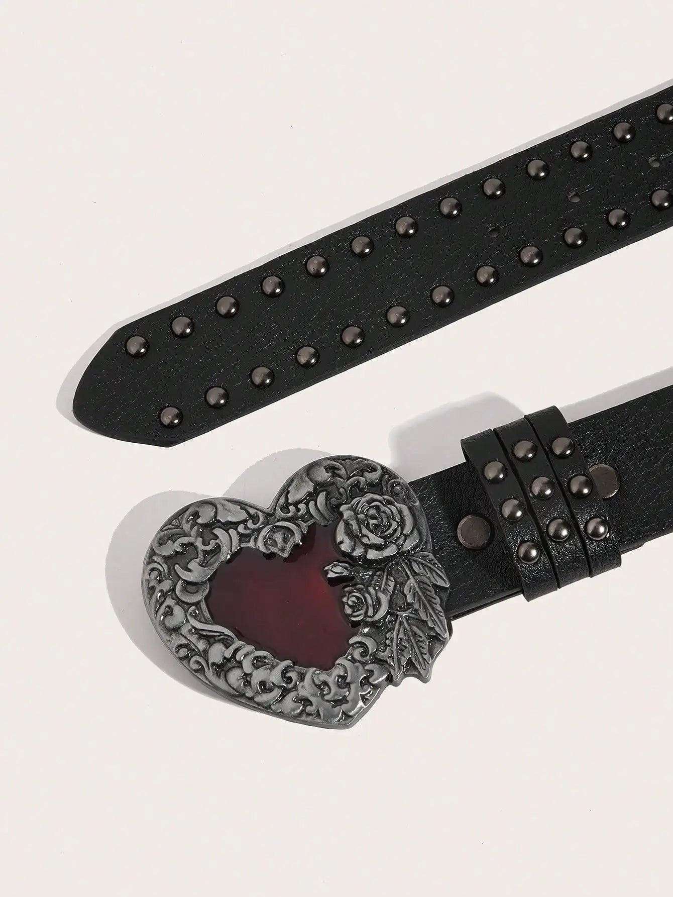 Rose Heart Leather Belt - Y2K Punk Gothic Rivet Rock Hip-Hop Fashion Accessory