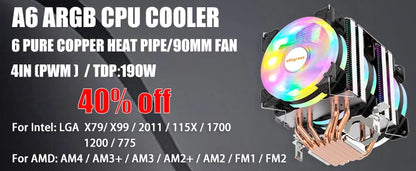 CPU Air Cooler X79/X99 — 3-Pin/4-Pin PWM Fan for Intel LGA 1366/1151/1155/1200/1700/2011 & AMD AM3/AM4/AM5