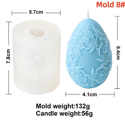 3D Easter Egg Scented Candle Silicone Mold – DIY Embossed Butterfly & Flower Egg Shape for Candle & Plaster Making, Easter Gift