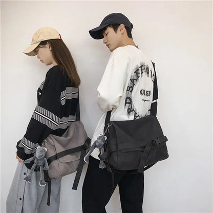 Canvas Messenger Bag – Large Capacity Shoulder Crossbody Handbag for Women, Men & Students, Fashion School & Daily Use