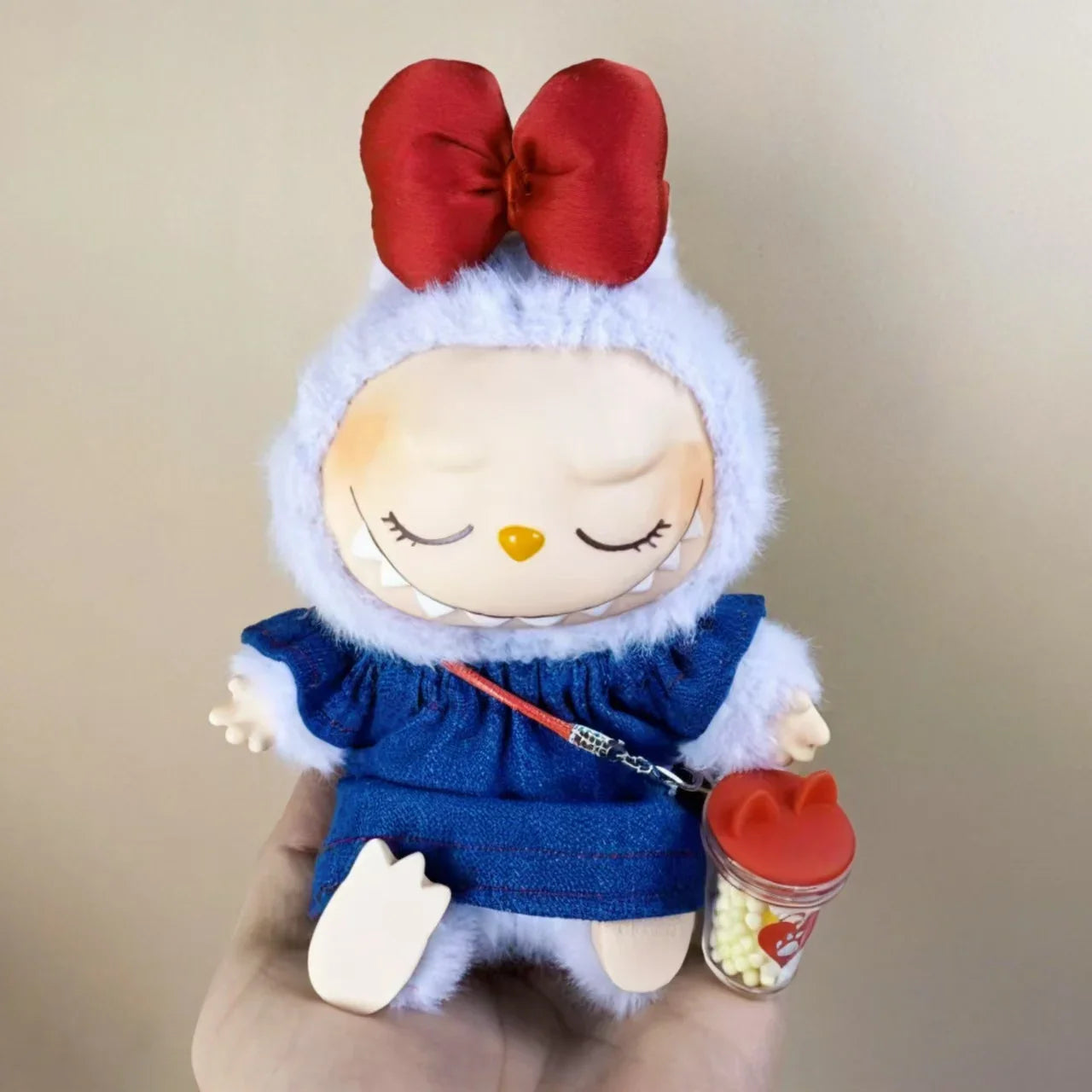 17cm Labubu Plush Doll Clothes – Macaron Outfit, Hair Accessories, DIY Clothing for V1 V2 Dolls & Kids Gift