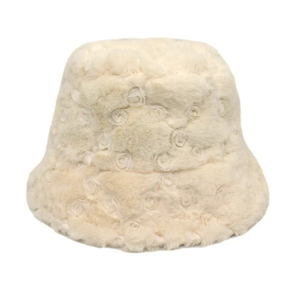 Women’s Winter Bucket Hat – Fashion Leopard Panama, Warm Vintage Faux Fur Fisherman Cap