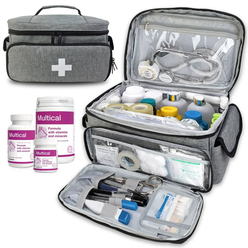 Travel First Aid Kit Bag – Multifunctional Medical Storage Organizer with Layered Medicine Boxes for Home & On-the-Go