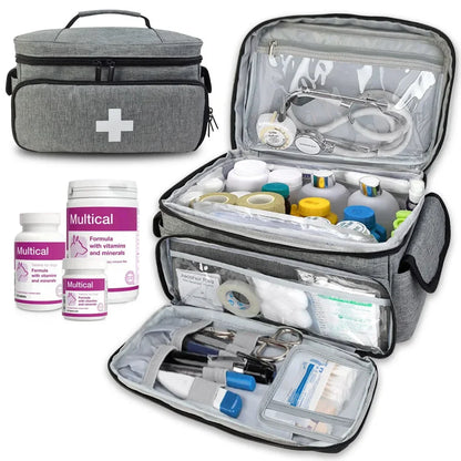 Travel First Aid Kit Bag – Multifunctional Medical Storage Organizer with Layered Medicine Boxes for Home & On-the-Go