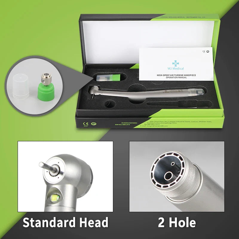 Dental LED High-Speed Handpiece — E-Generator Air Turbine with Push Button, Triple Water Spray & Dentist Tips Model B2 M4
