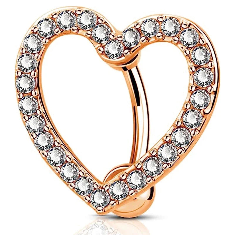 Stainless Steel CZ Belly Button Piercing – Heart & Butterfly Navel Barbell Jewelry for Women Sexy Navel Ring
