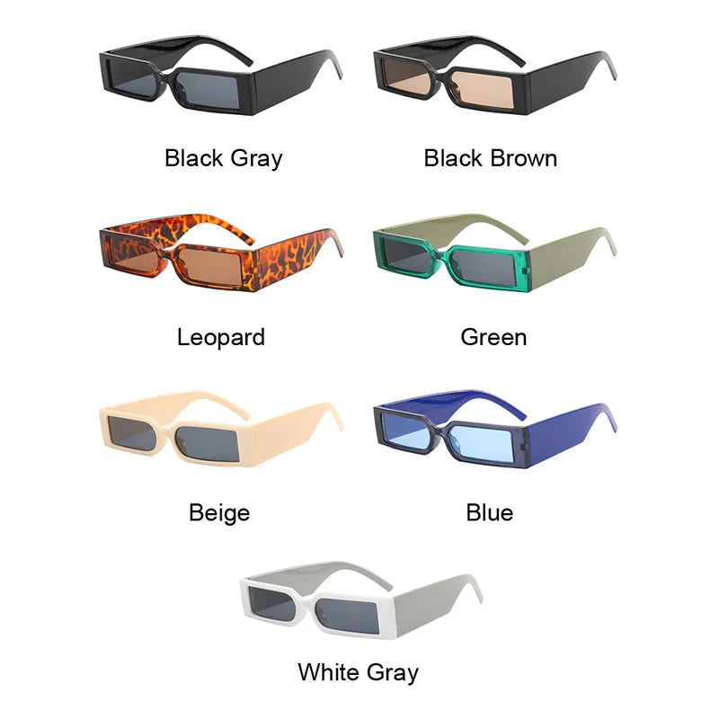 Luxury Rectangle Vintage Sunglasses for Men – Hip Hop Designer Black Small Frame UV400 Shades