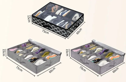 Foldable Under-Bed Shoe Storage Boxes — Closet Organizer Bags for Shoes and Home Storage