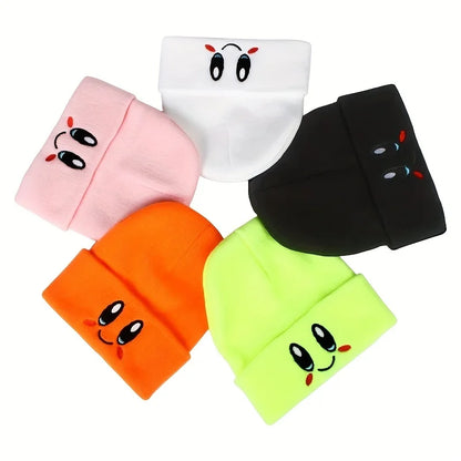 Big Eye Embroidery Beanie – Elastic Knit Winter Skull Cap, Hip Hop Style for Men & Women