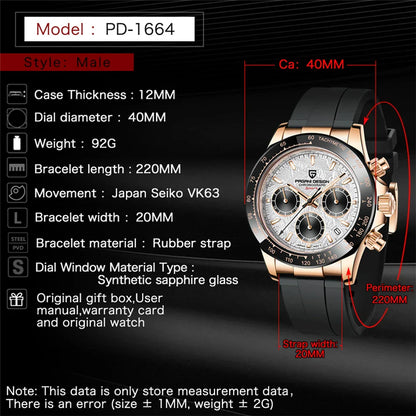 40mm PAGANI DESIGN V2 Men’s Quartz Watch – Sapphire Retro Chronograph Stainless Steel Waterproof