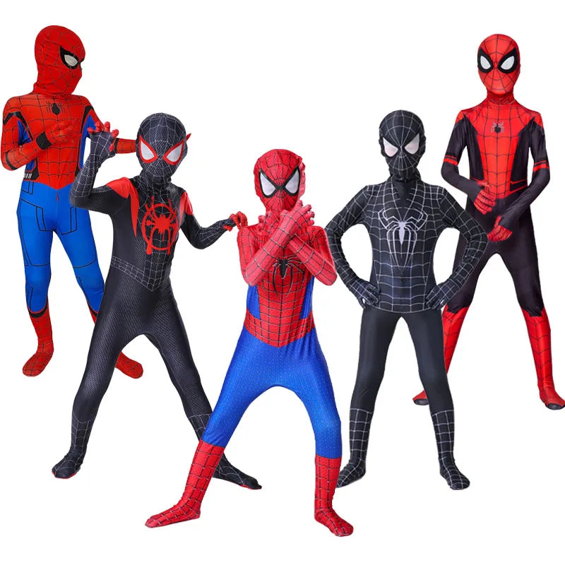 Spiderman Cosplay Jumpsuit for Kids – Miles Morales Superhero Costume, Halloween & Carnival Zentai Bodysuit