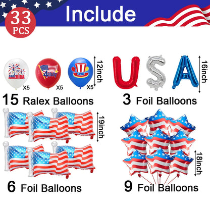 American 4th of July Party Decorations Set – Independence Day Banner, Balloons & Table Supplies for Patriotic USA Theme Celebration