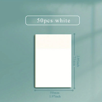 50 Sheets Transparent Waterproof Sticky Notes – Self-Adhesive Memo Pads for School & Office Use, Clear Stationery Notepad Supplies