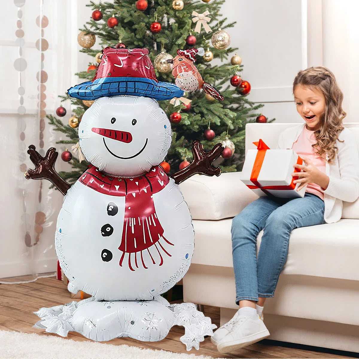 Standing Christmas Snowman Balloon – Winter Holiday Party Decoration for Xmas Theme and Festive Celebrations