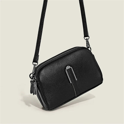 Luxury Genuine Leather Women's Crossbody Bag – Solid Color Shoulder Bag, Clutch & Messenger Purse