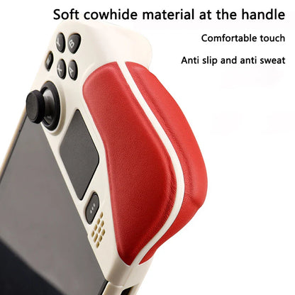 Full Protective Cowhide Leather Case for Steam Deck – Soft Grip Non-Slip Hard Shell Cover with Bracket Accessory
