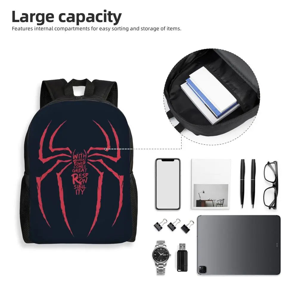 Custom Spider-Man Web Backpack – Water-Resistant School & College Bag for Men and Women