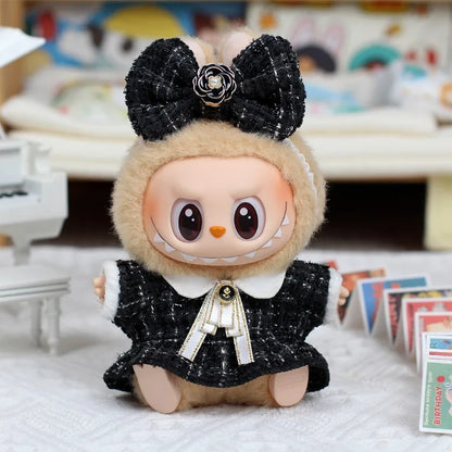 17cm Labubu Doll Monster Outfit & Accessories, DIY Sweet Princess Dress Cloak for Kids, High-Quality ED12B
