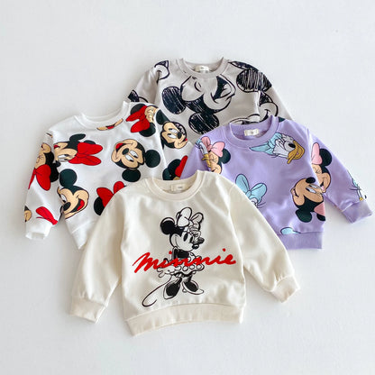 Disney Cartoon Sweatshirt Set – Autumn Long Sleeve Tops & Pants for Kids, Casual Outfit