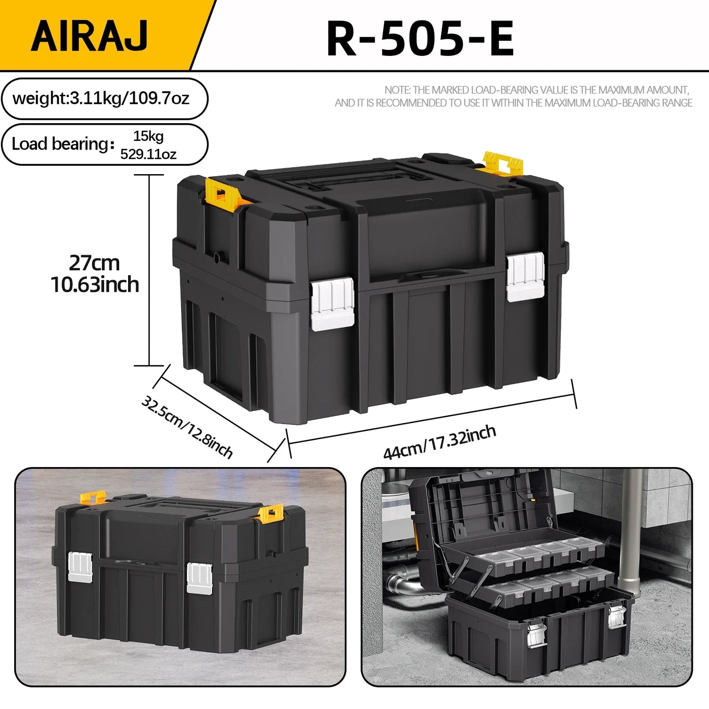 AIRAJ Stackable Modular Toolbox Set — Portable Combo ToolBox with Wheels for Space-Saving Storage & Easy Mobility