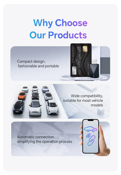 2025 Wireless CarPlay Smart Box – Plug & Play WiFi Adapter, Auto Connect, Wired to Wireless Android Upgrade