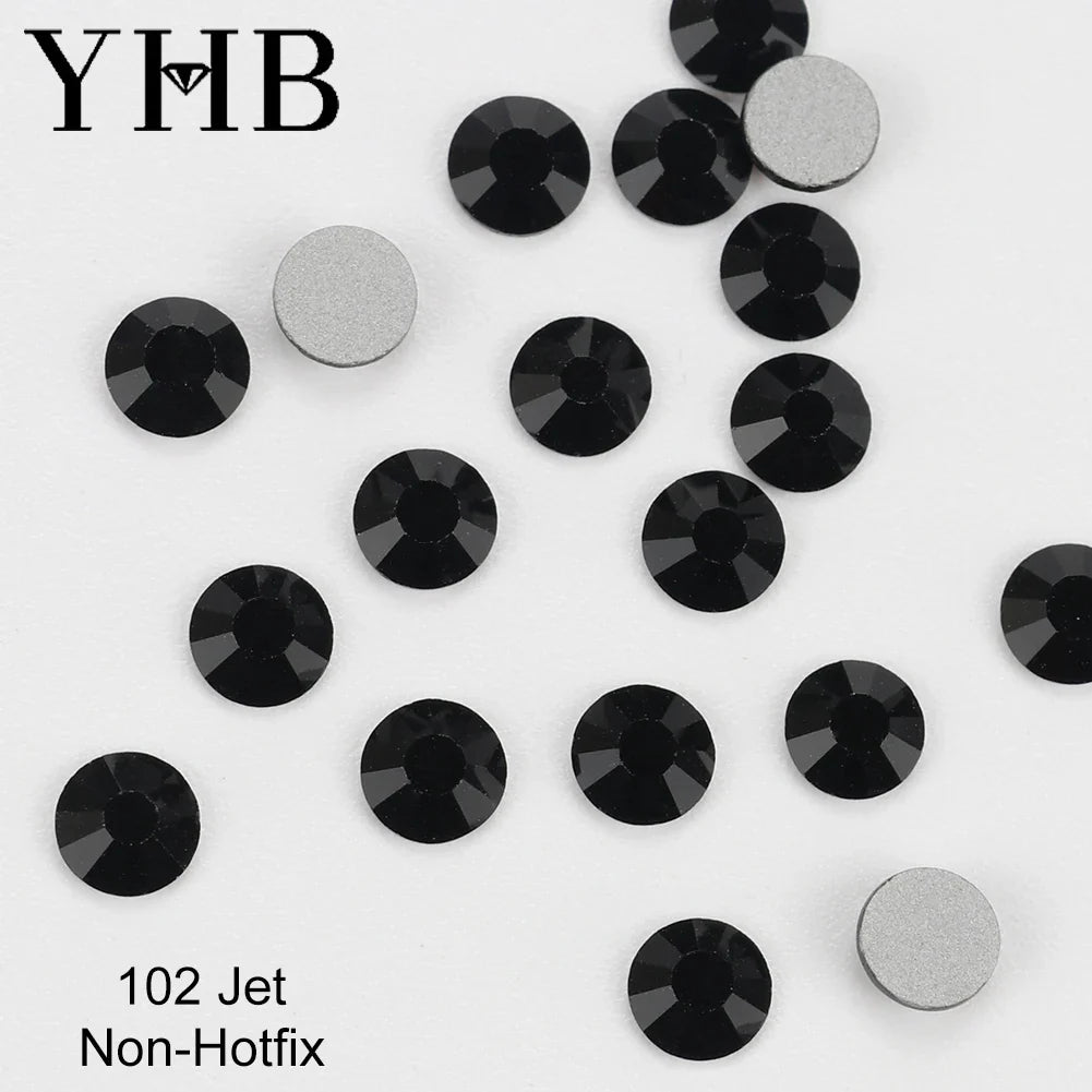 YHB Cold Fix Crystal Flatback Rhinestones - Silver Back Non Hotfix DIY Gems for Nail Art, Bags, Shoes, Garments & Phone Decoration