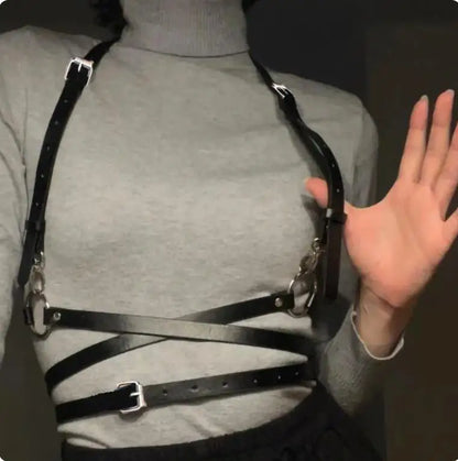 Sexy Leather Leg Harness Garter Belt – Thigh Lingerie for Gothic, Fetish & Festival Wear