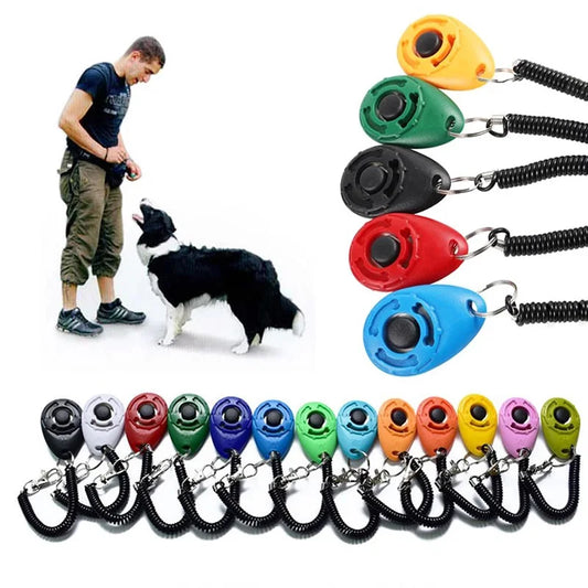 Dog Training Clicker – Adjustable Wrist Strap Pet Trainer for Cats & Dogs, Sound Keychain & Repeller Aid