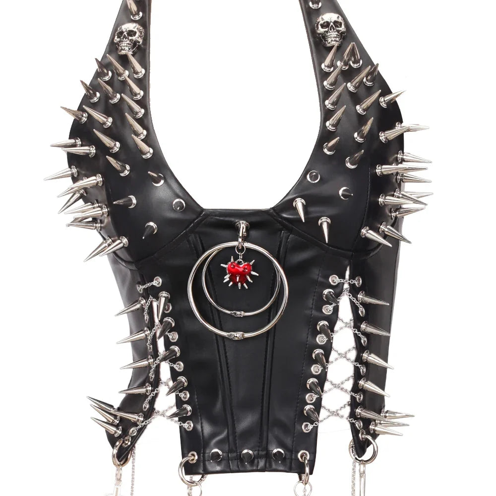 Y2K Gothic Spiked Tank Top - Punk Rock Emo Grunge Festival Style for Women