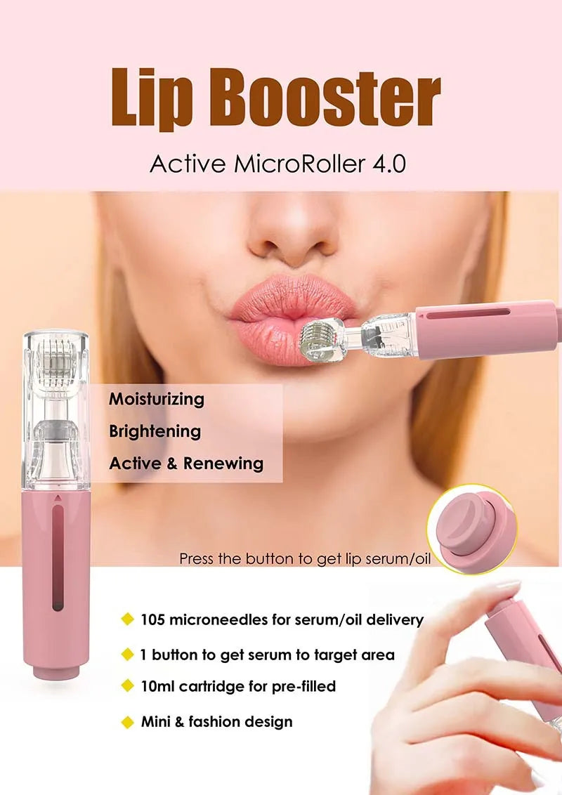 Derma Roller Titanium Needle — Lip & Beard Growth Roller with Serum Applicator
