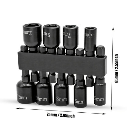 9Pcs Metric Nut Driver Set – 1/4” Hex Socket Drill Bits & Chuck Adapter Set for Electronics & Precision Tool Work