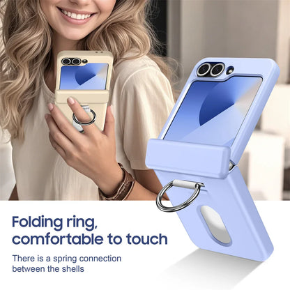 Luxury Wallet Clip Phone Case for Samsung Z Flip — Shockproof Card Slot Cover with Finger Ring for Z Flip 5/6/7/5G