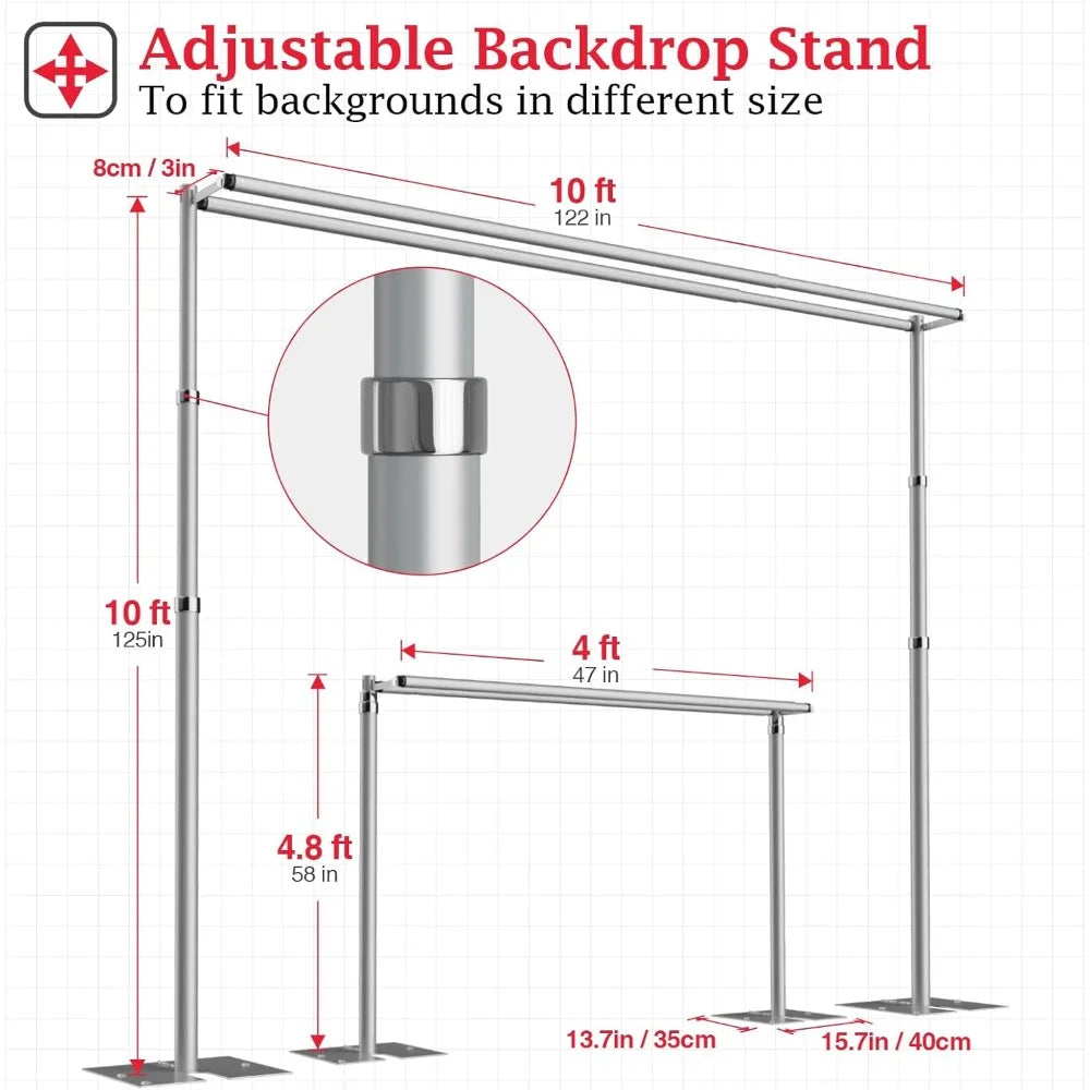 10x10Ft Double Crossbar Pipe and Drape Backdrop Stand Kit – Adjustable Metal Frame for Photography & Events