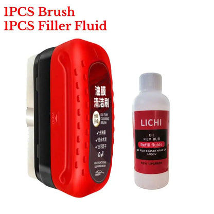 Car Glass Oil Film Remover – Powerful Windshield Cleaner with Sponge Brush for Water Spot & Stain Removal Auto Detailing