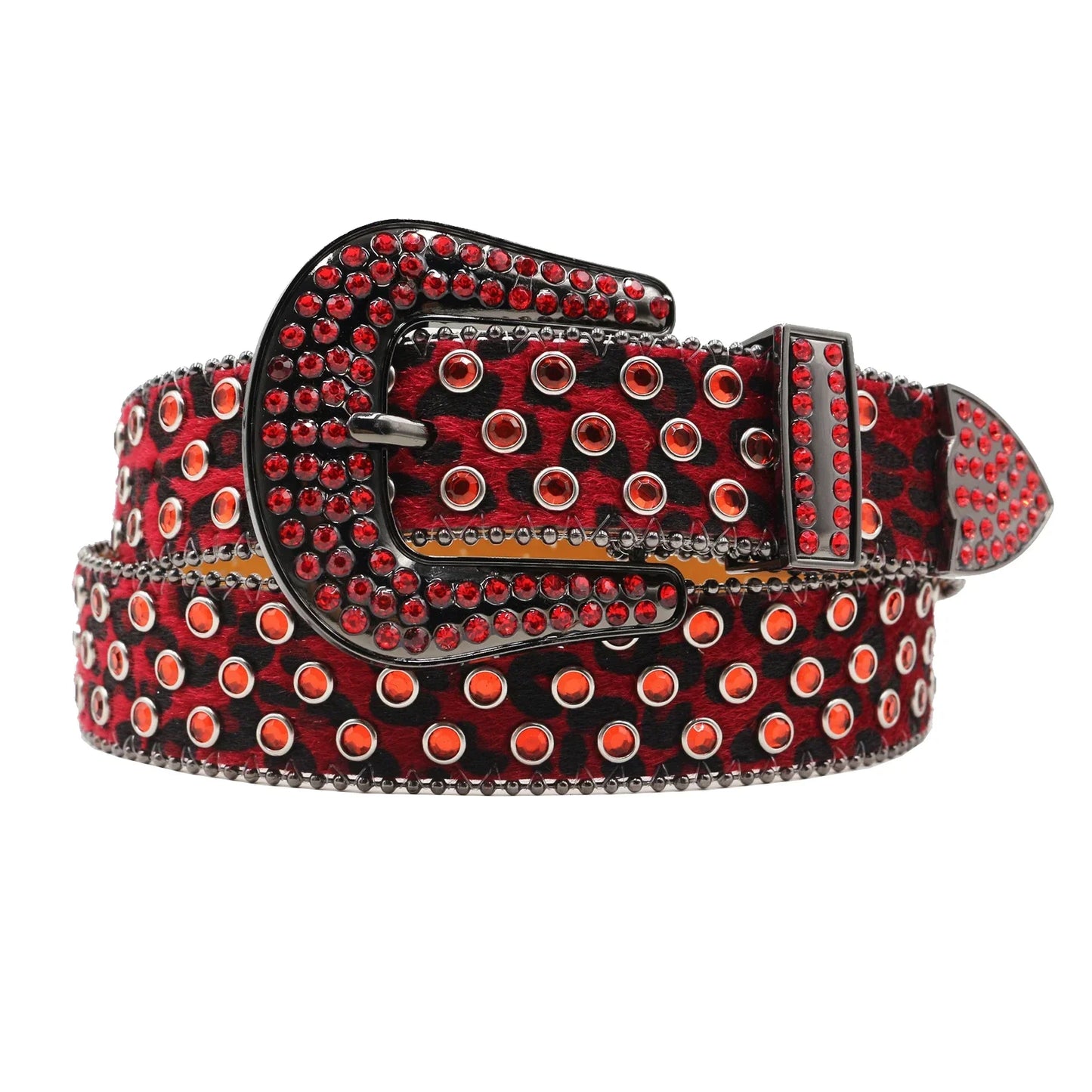 Women’s Rhinestone Skull Leather Belt – Luxury Designer Studded Strap for Jeans, White & Black