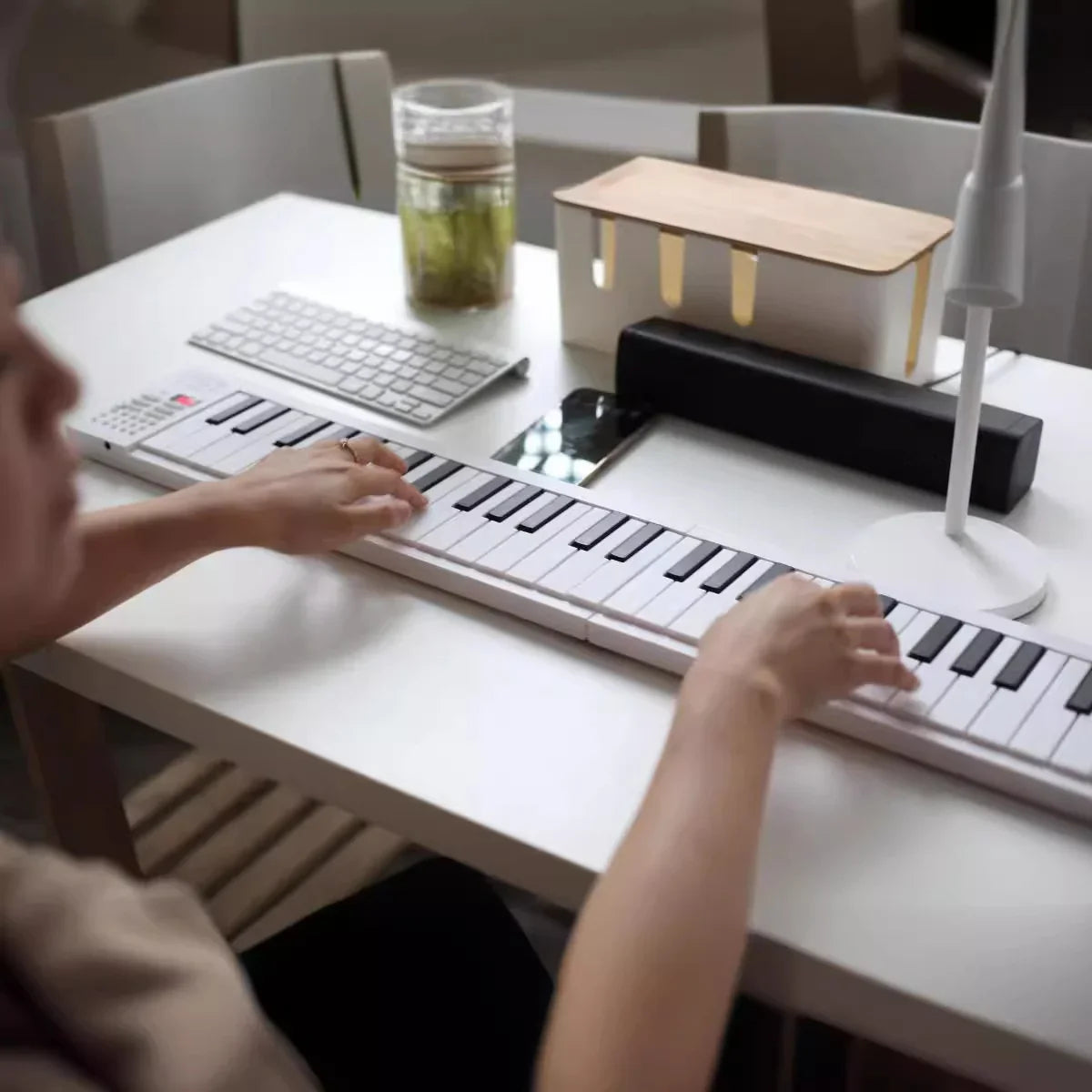 61 Key Foldable Electronic Piano - Portable Keyboard with LED Display, Built-In Battery & Musical Instrument Features