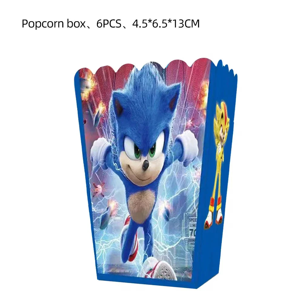 Sonic Cartoon Party Supplies Set – Disposable Tableware with Plates, Cups, Napkins & Balloons for Boys’ Birthday & Baby Shower Decor