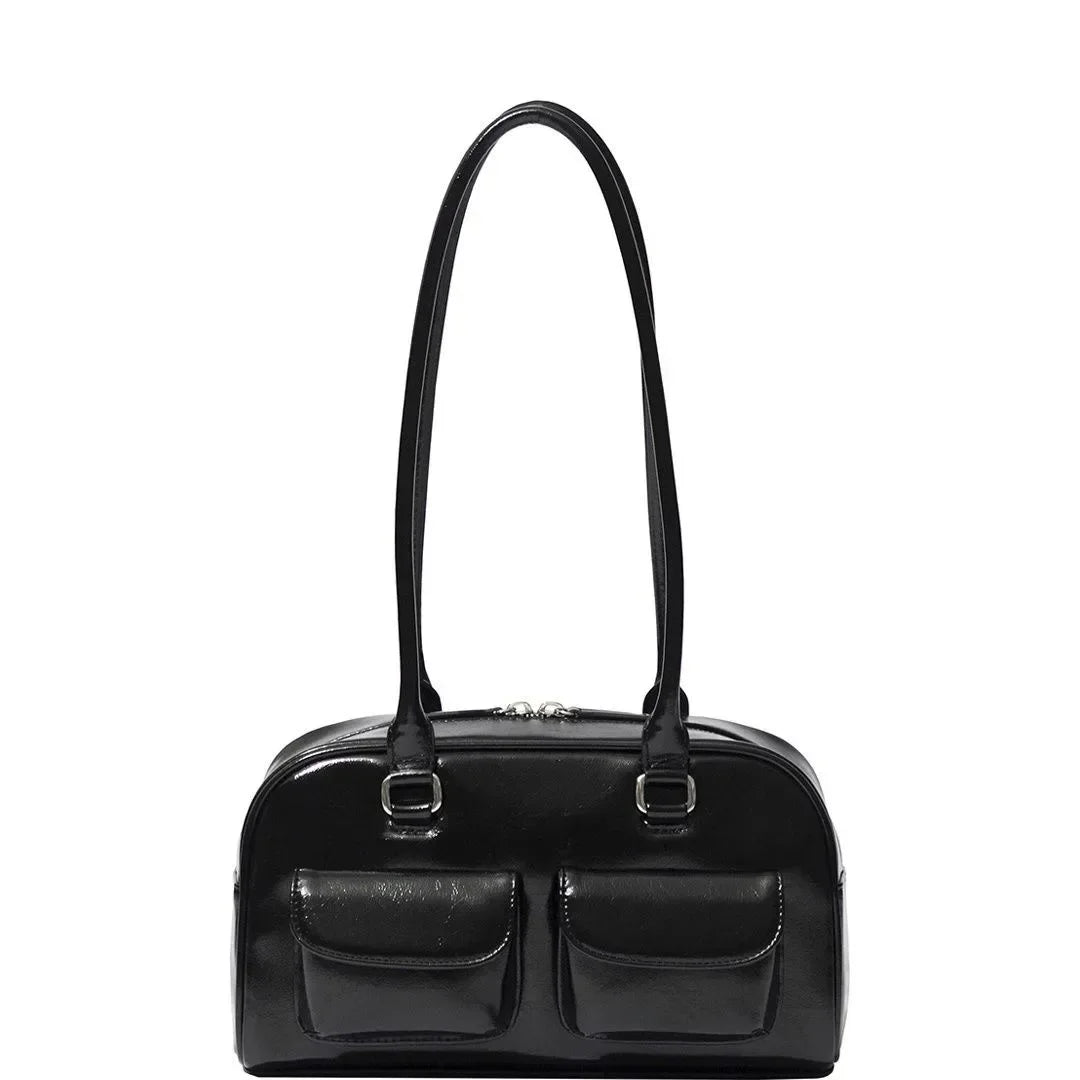 Korean Xu Yunzhen Sane Style Bowling Bag — Oil Boston Tote Underarm Bag for Women