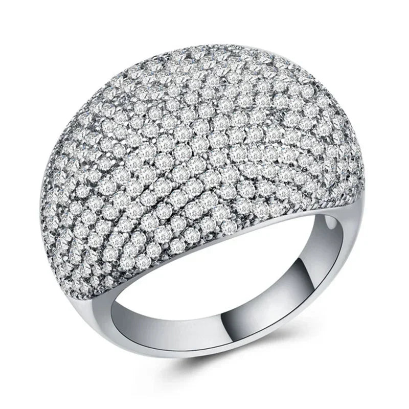 Hip Hop Iced Out Men Ring - Trendy Copper Pave CZ Geometry Jewelry with Bling Cubic Zirconia Design