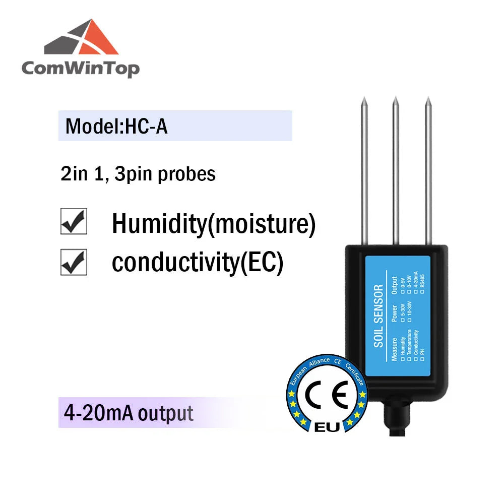 7-in-1 Soil Moisture, Temperature, Humidity, EC, pH & NPK Sensor with RS485, 4-20mA or 0-5V Output