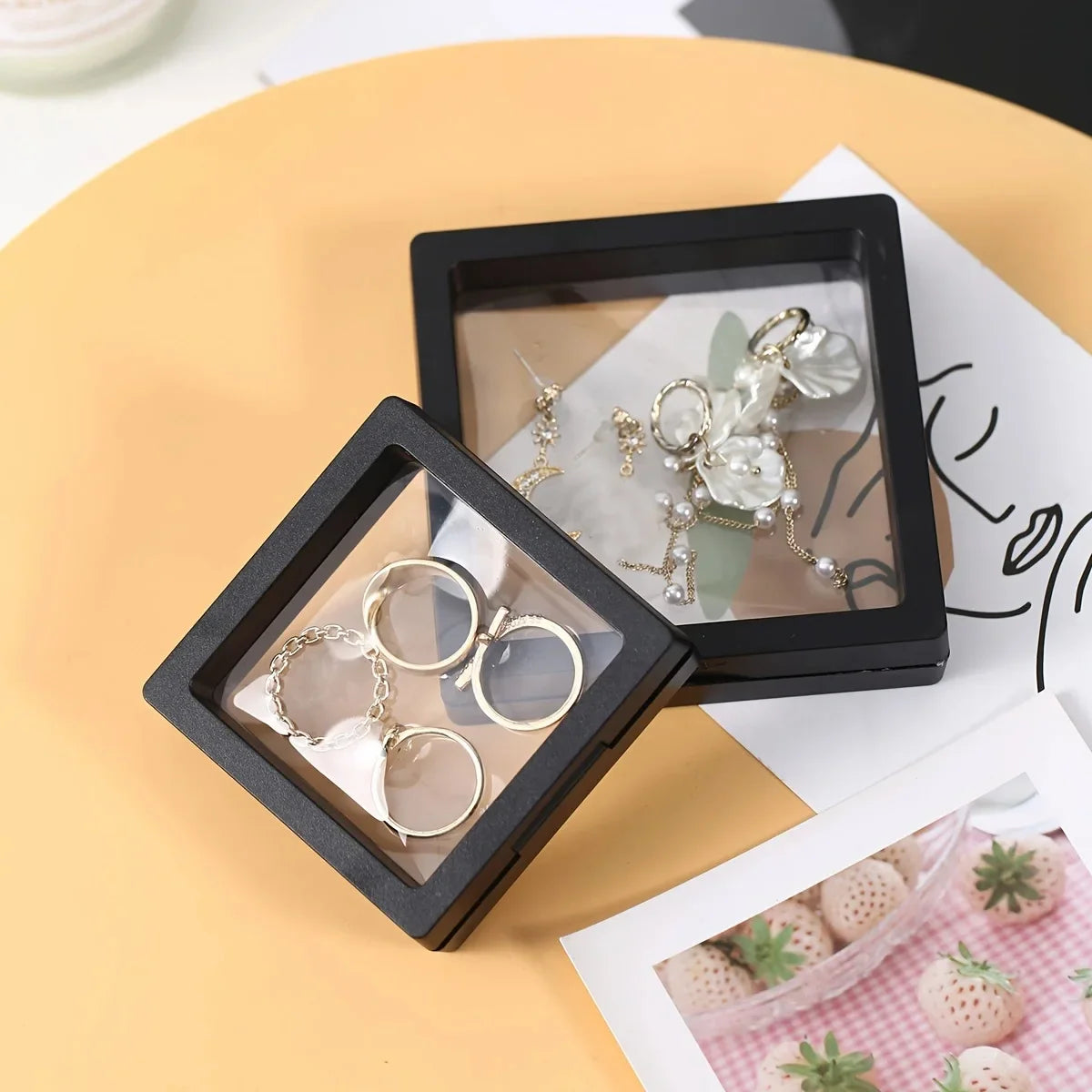 10PCS Transparent Floating Display Box Set – Clear Plastic Film Jewelry & Collectible Storage Cases for Rings, Necklaces & Accessories
