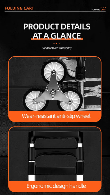 AIRAJ Aluminum Portable Folding Handcart — Ultra-Quiet Wear-Resistant Wheels, Ideal Gift for Parents & Family