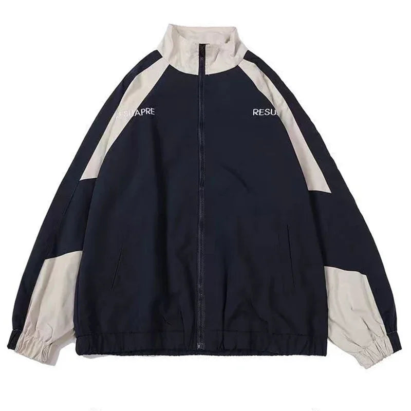 Hip Hop Varsity Jacket for Men - High Street Patchwork Color Block Windbreaker Spring Autumn College Coat