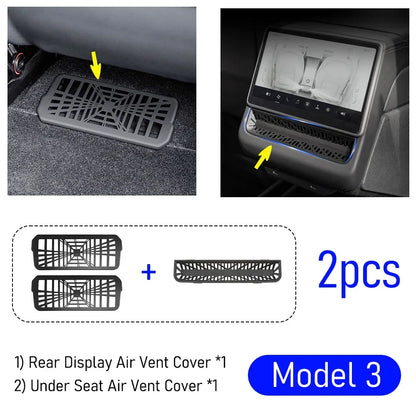 Tesla Model 3/Y Juniper Rear Air Vent Cover - Under-Seat Vent Grille Mesh Accessory