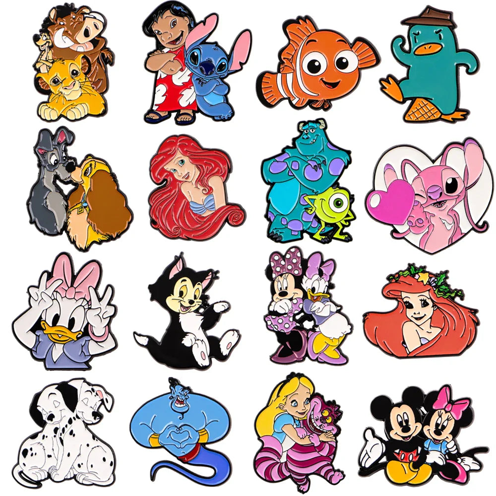 Cartoon Movie Enamel Lapel Pins — Lion, Cat & Duck Brooches for Backpacks, Clothes, DIY Metal Badge Jewelry Accessories