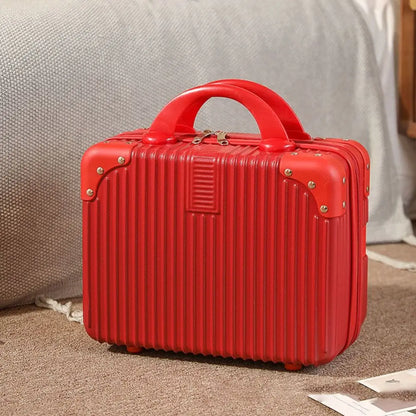 14-Inch Mini Travel Suitcase Cosmetic Box - Hand Luggage Organizer with Password Lock, Small Makeup Case for Boarding